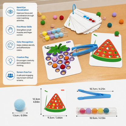 Montessori Pom-Pom Color & Numbers Learning Game for Fine Motor Skills