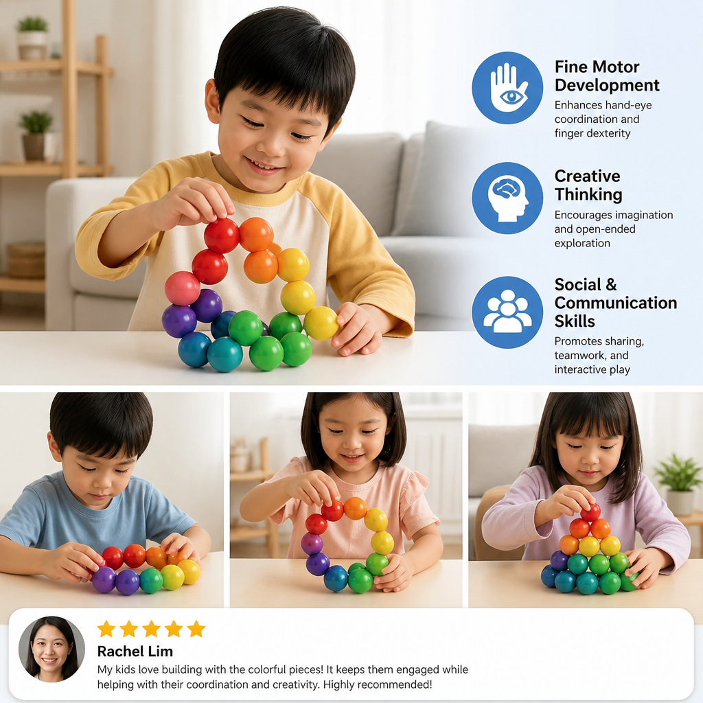 Colorful 3D Ball Building Set – Creative Construction & Fine Motor Skills Learning Toy for Kids
