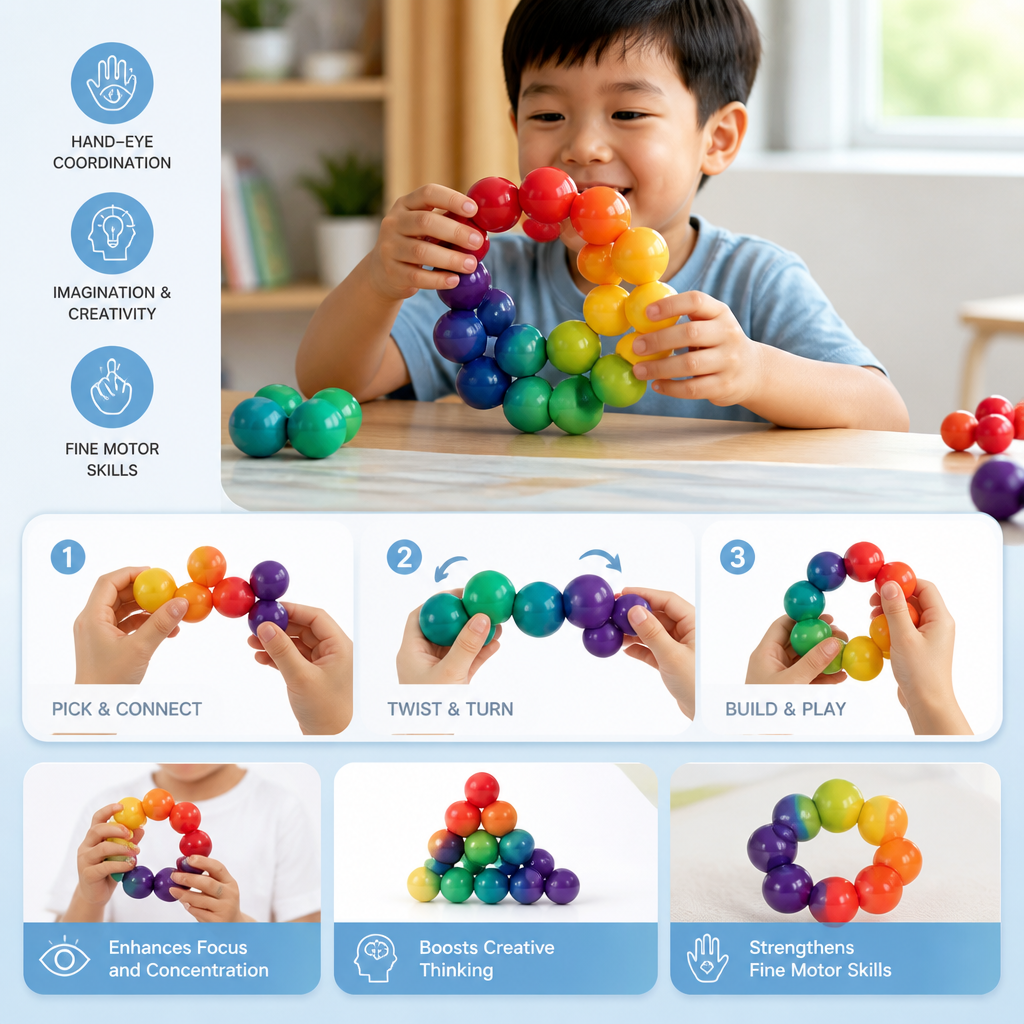 Colorful 3D Ball Building Set – Creative Construction & Fine Motor Skills Learning Toy for Kids