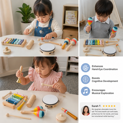 Wooden Musical Instrument Set – Montessori Percussion & Rhythm Learning Toys for Kids
