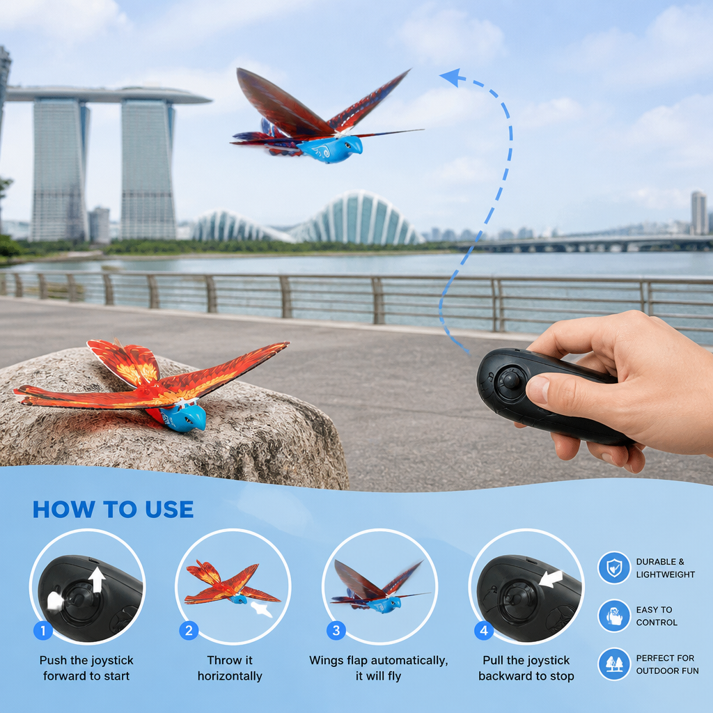 Remote Control Flapping-Wing Flying Bird Toy for Kids