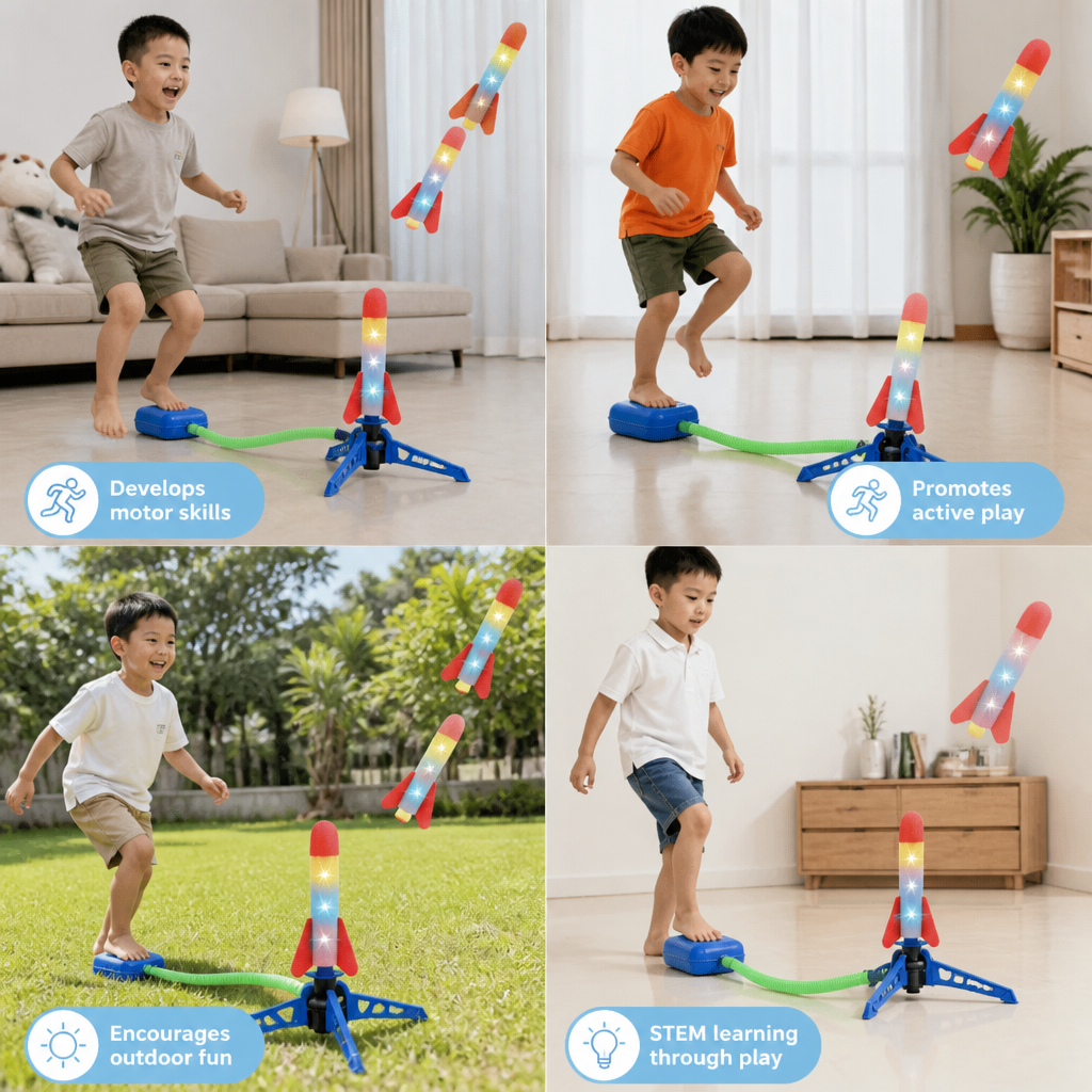 Safe & Soft Kids Rocket Launcher- Lightning Air-Powered Indoor Fun