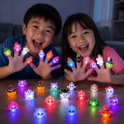 50-Pack Flashing LED Halloween Rings for Kids’ Party Favors & Treat Bags