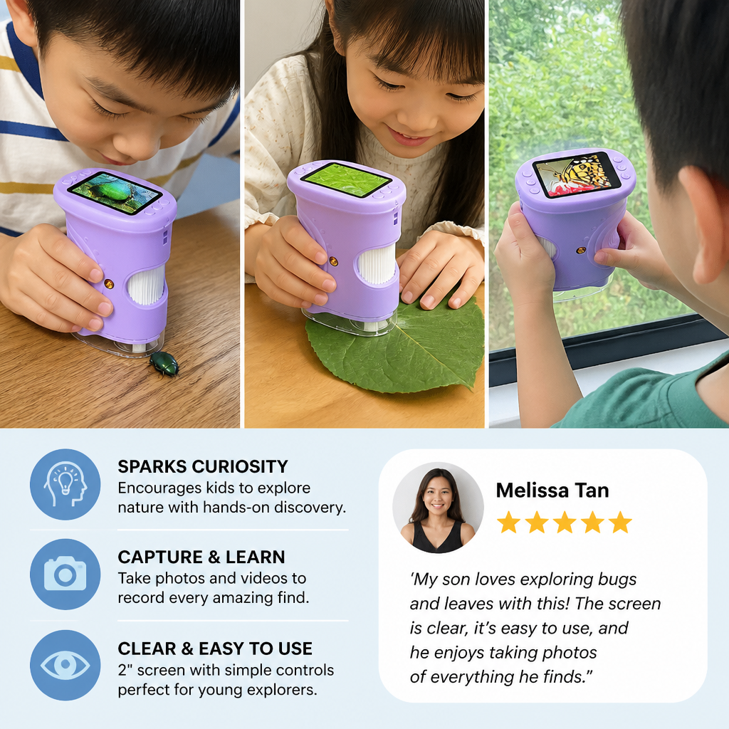 Kids’ 2-in-1 Digital Microscope & Telescope with Photo and Video Camera