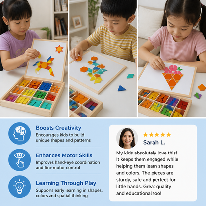 Wooden Magnetic Geometric Shape Puzzle for Kids