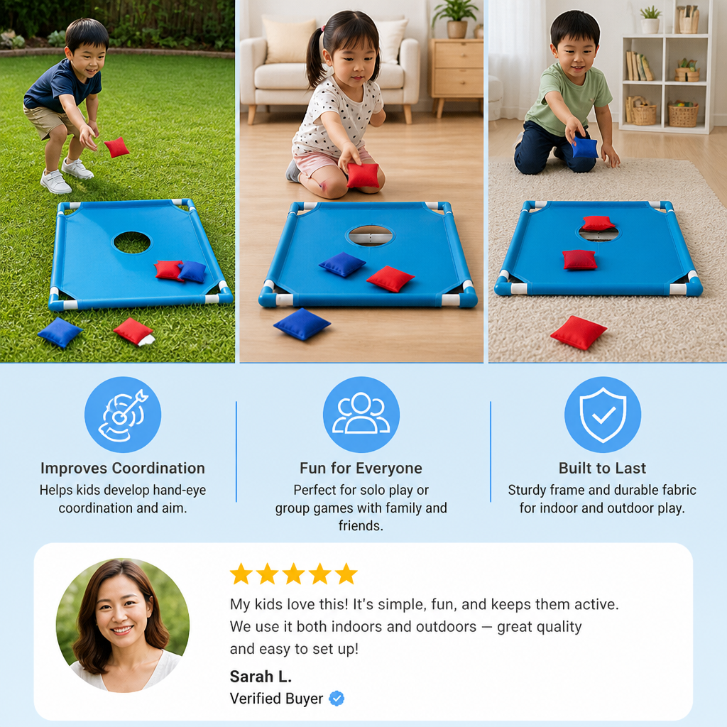 Indoor & Outdoor Two-Color Bean Bag Toss Game for Kids
