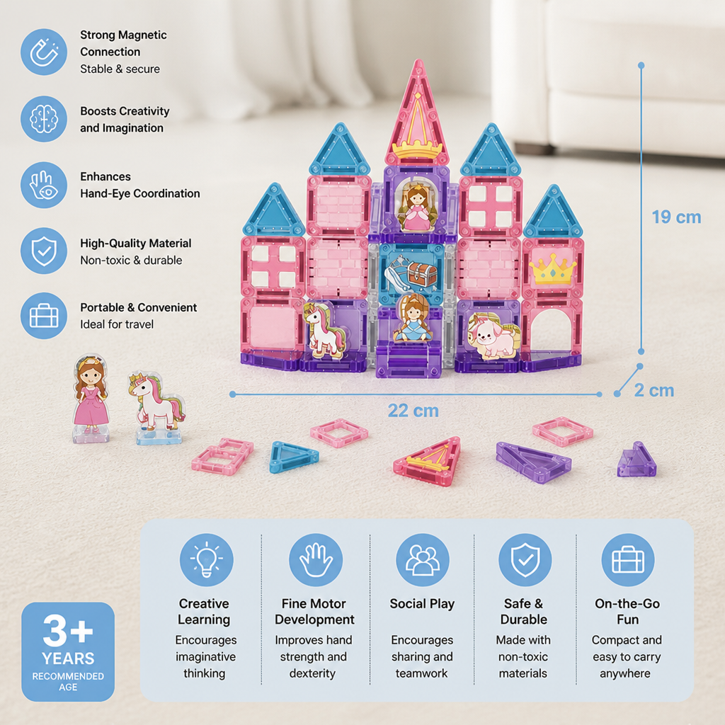 Princess Castle Travel Play Set with Compact Metal Storage Box