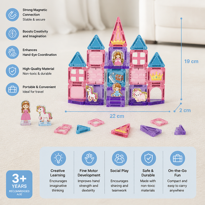 Princess Castle Travel Play Set with Compact Metal Storage Box