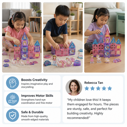 Princess Castle Travel Play Set with Compact Metal Storage Box