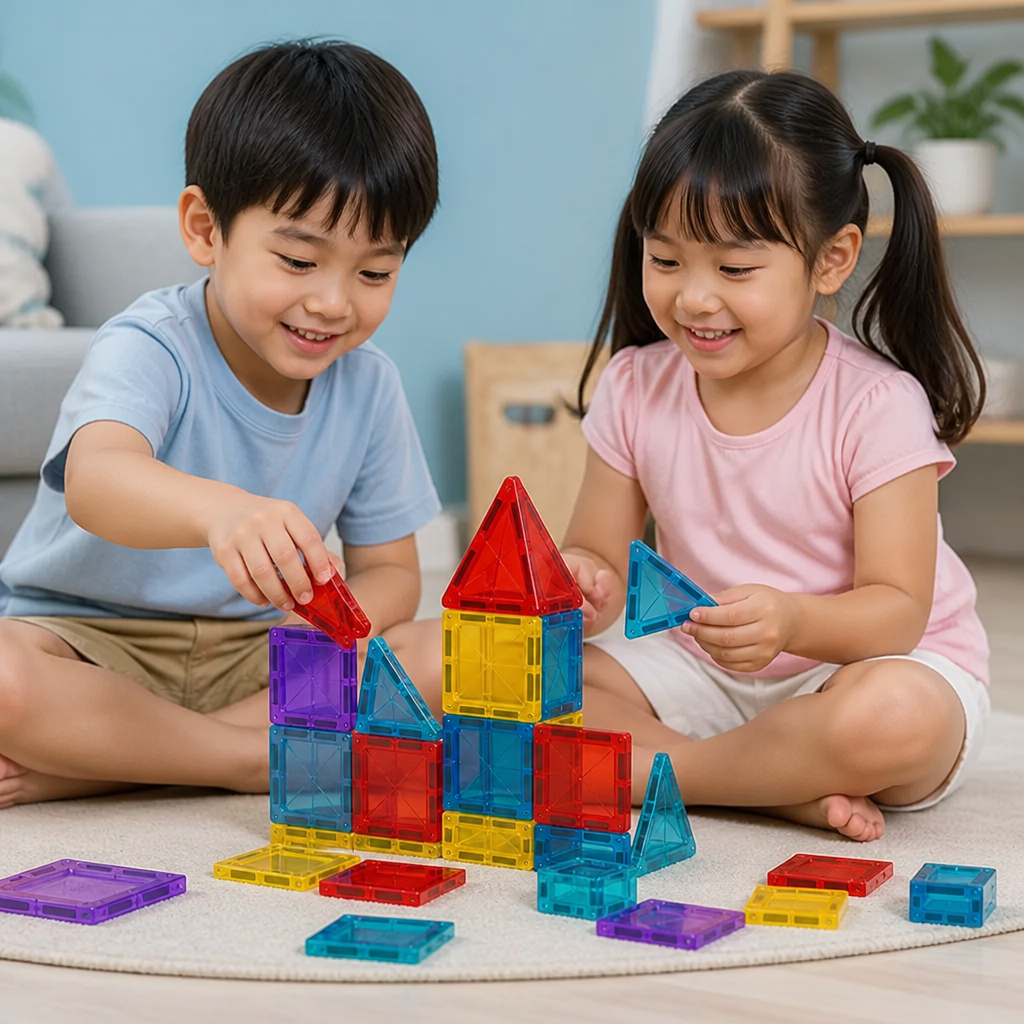 Safe Mini Magnetic Tiles Travel Set with Compact Storage Case