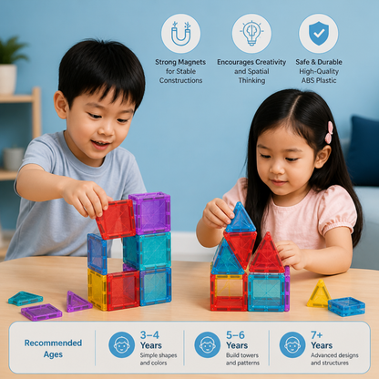 Safe Mini Magnetic Tiles Travel Set with Compact Storage Case