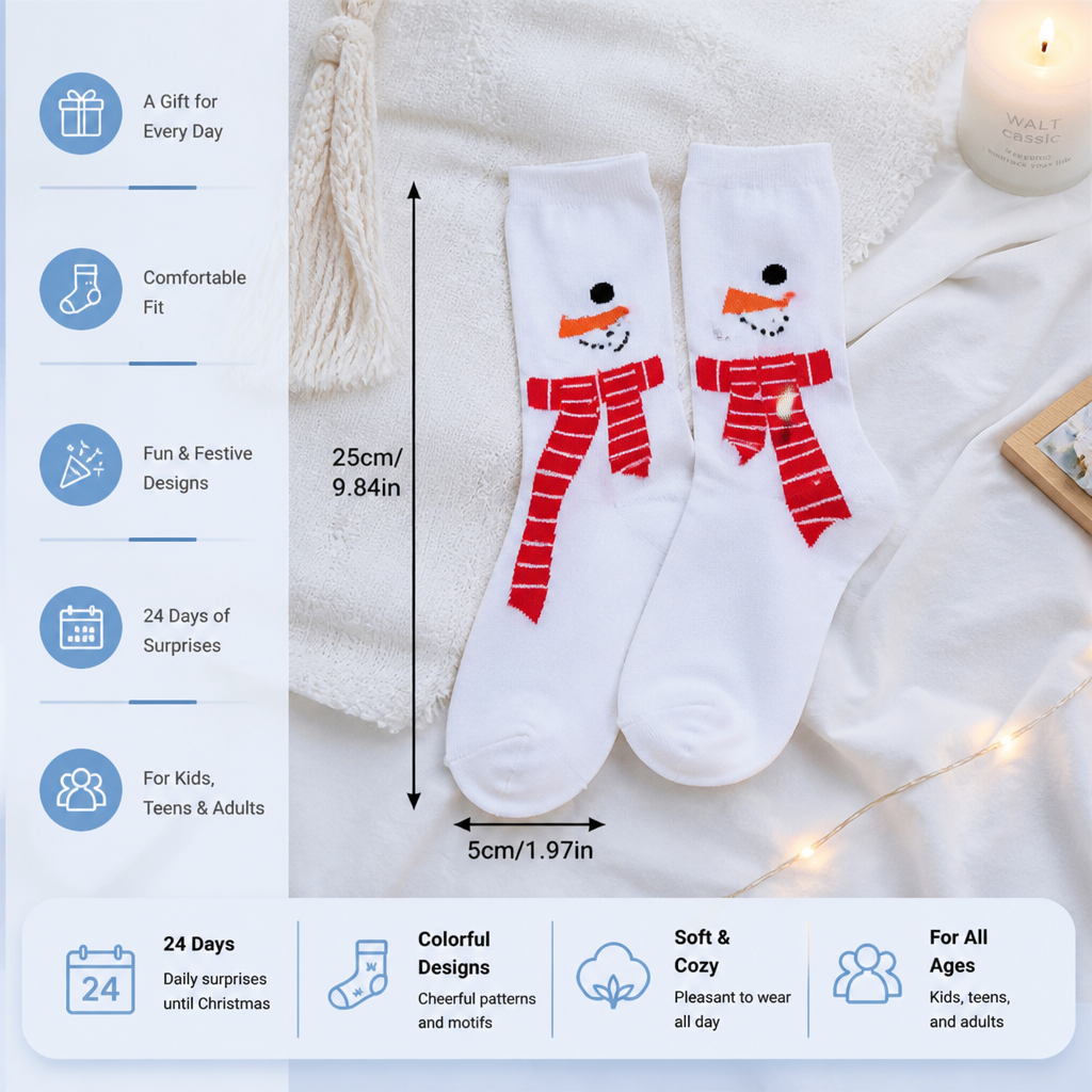 24-Days Christmas Socks Advent Calendar