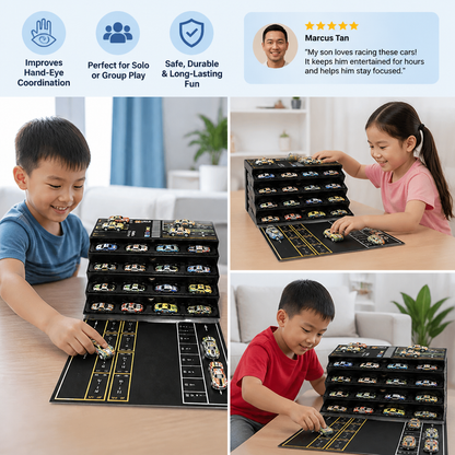 48-Piece Mini Die-Cast Pull-Back Car Set with Storage Container Box