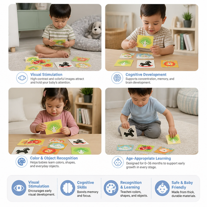 Montessori Baby Learning Flash Cards – Visual Stimulation, Color Recognition & Categorization Set