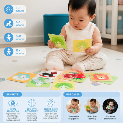 Montessori Baby Learning Flash Cards – Visual Stimulation, Color Recognition & Categorization Set