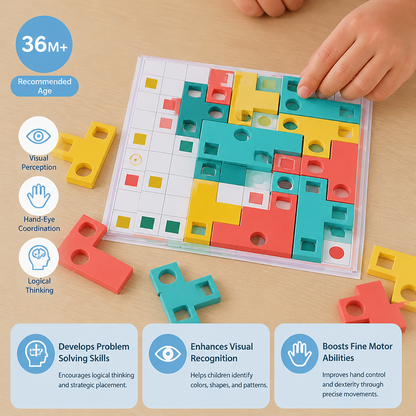 Montessori Wooden Shape Matching Puzzle – Color & Logic Brain Training Game