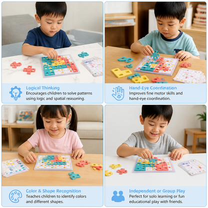 Montessori Wooden Shape Matching Puzzle – Color & Logic Brain Training Game