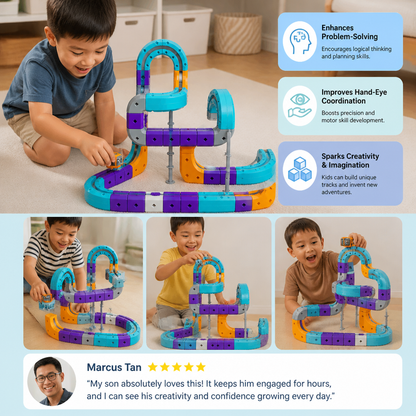 DIY Gravity Cube Track Building Kit with Electric Train