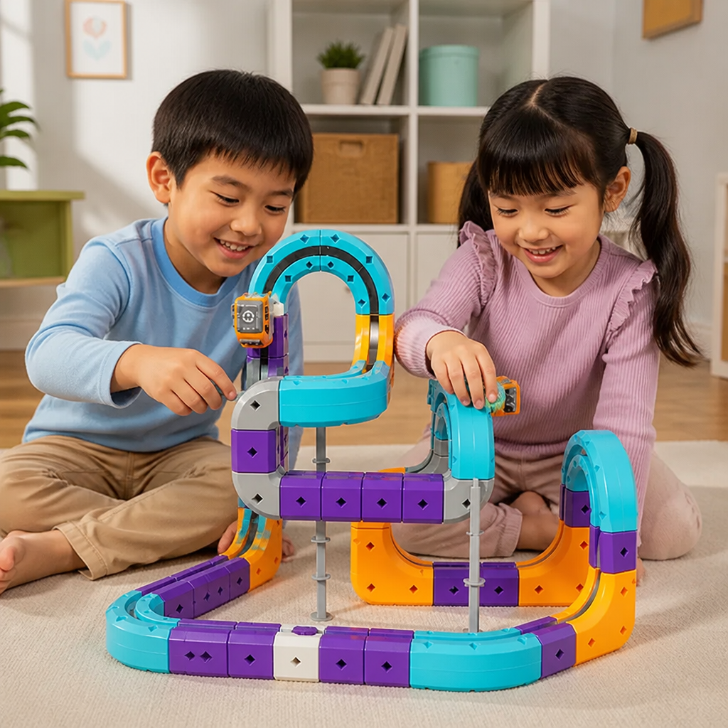 DIY Gravity Cube Track Building Kit with Electric Train