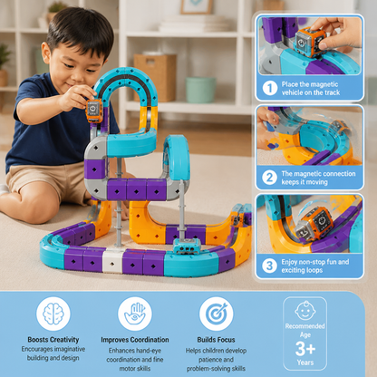 DIY Gravity Cube Track Building Kit with Electric Train