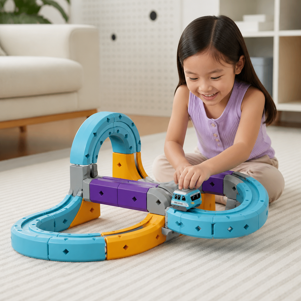 DIY Gravity Cube Track Building Kit with Electric Train