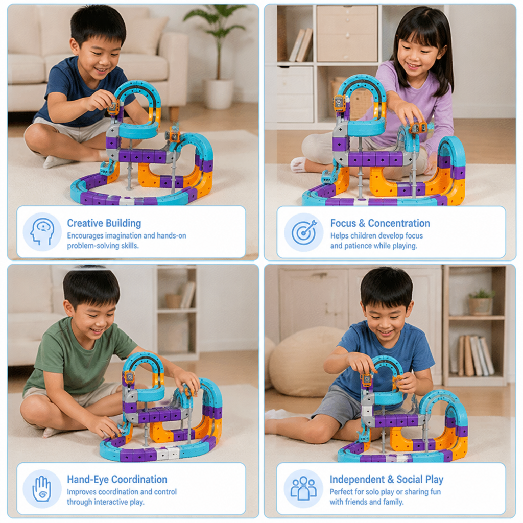 DIY Gravity Cube Track Building Kit with Electric Train