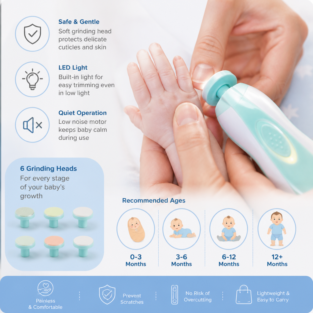 Electric Baby Nail Trimmer – 6-in-1 Nail Care Set