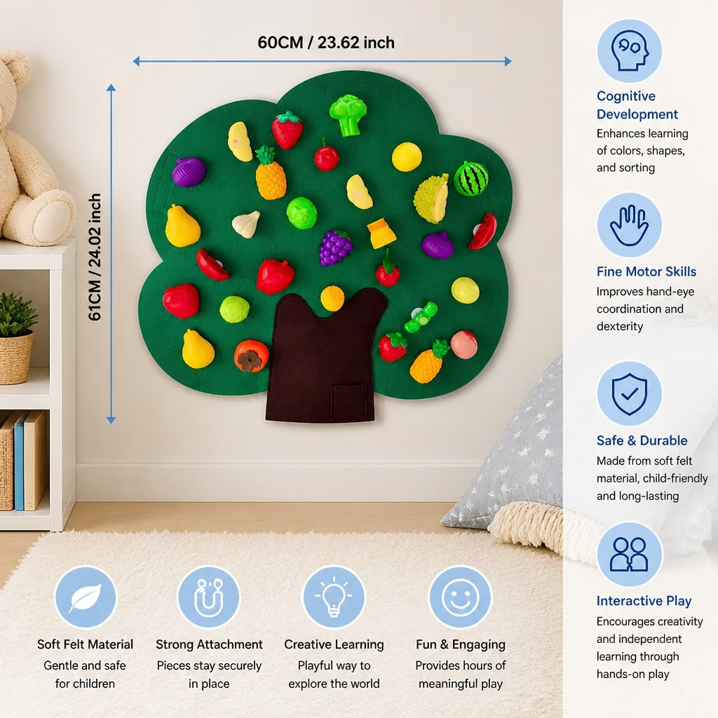 Felt Fruit Tree Activity Board – Montessori Learning Toy