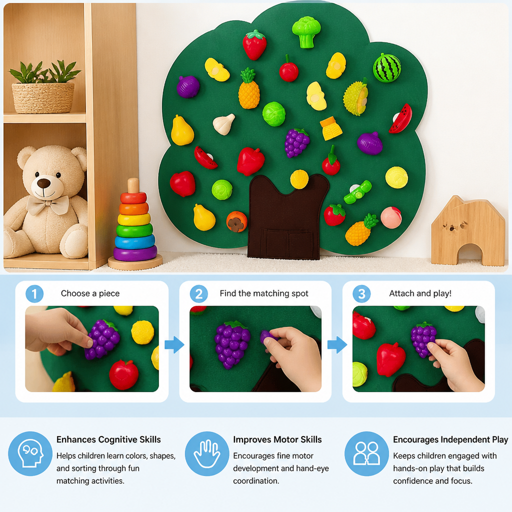 Felt Fruit Tree Activity Board – Montessori Learning Toy
