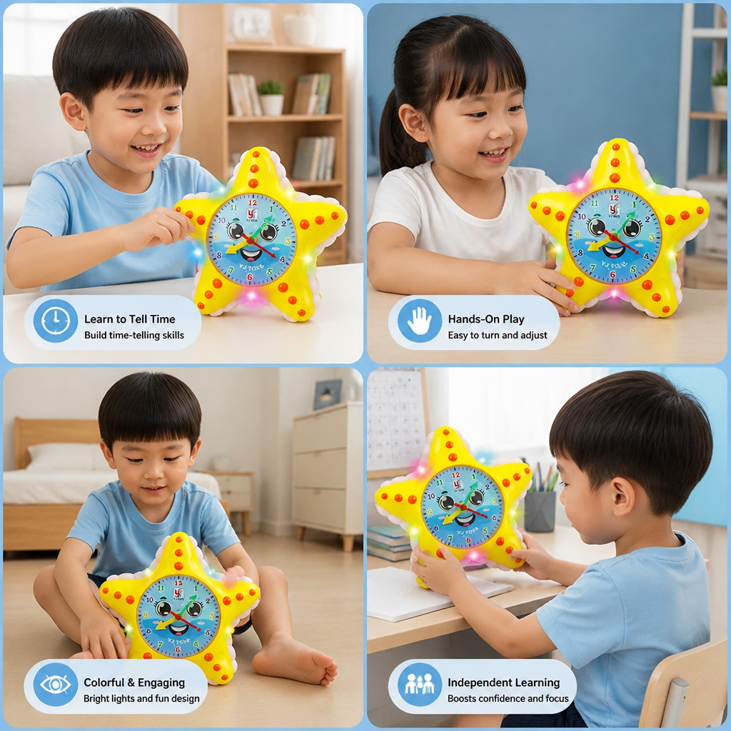 Starfish Clock Learning Toy – Interactive Time Teaching Toy for Kids