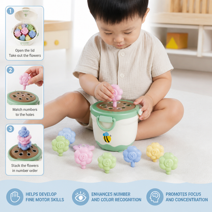 Montessori Flower Pot Color & Number Matching Learning Game