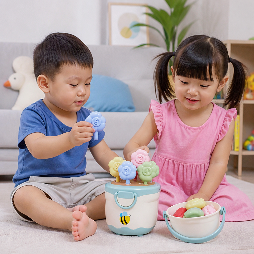 Montessori Flower Pot Color & Number Matching Learning Game