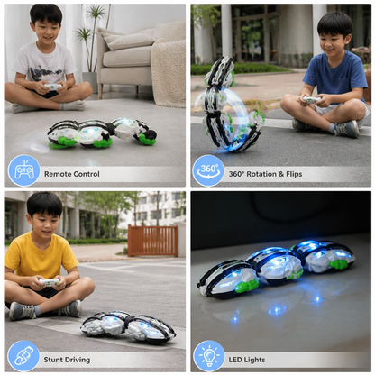 2-in-1 Remote Control Transforming Stunt Car with 360° Rotation & LED Lights