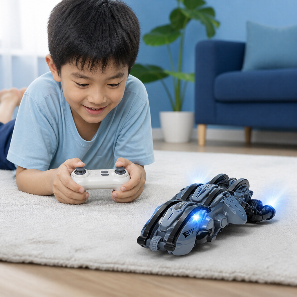 2-in-1 Remote Control Transforming Stunt Car with 360° Rotation & LED Lights