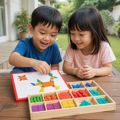 Wooden Magnetic Geometric Shape Puzzle for Kids