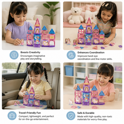 Princess Castle Travel Play Set with Compact Metal Storage Box