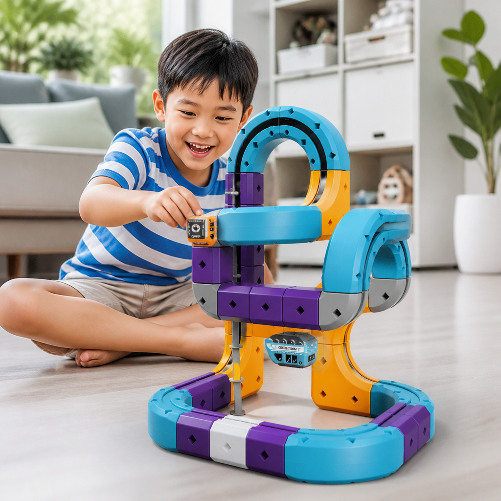 DIY Gravity Cube Track Building Kit with Electric Train