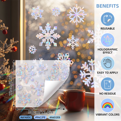 Reusable Snowflake Suncatcher Window Stickers