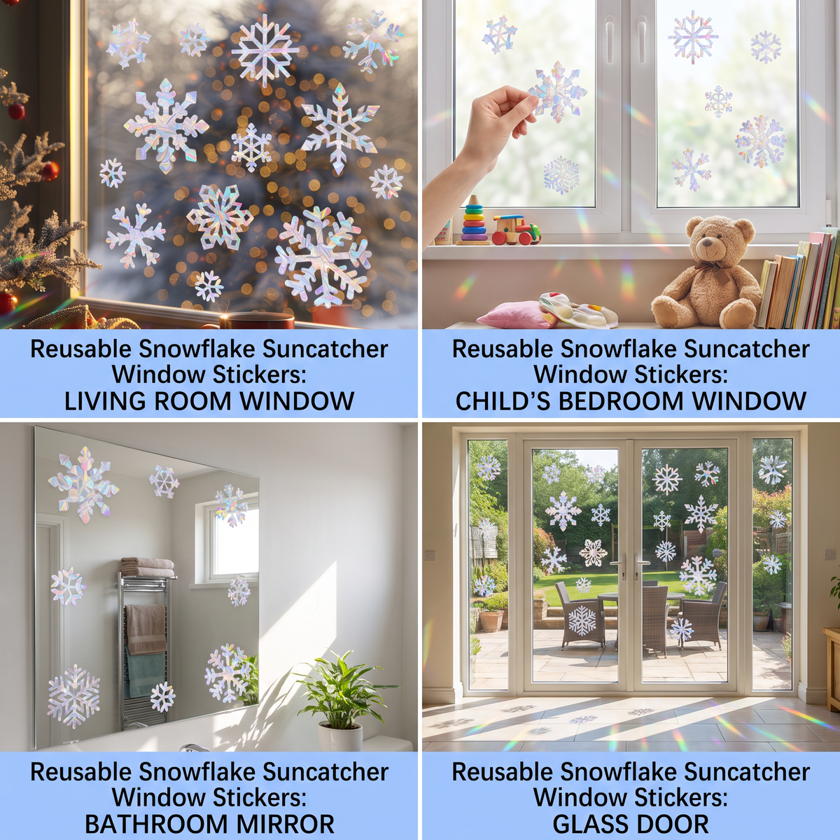 Reusable Snowflake Suncatcher Window Stickers