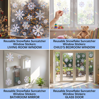 Reusable Snowflake Suncatcher Window Stickers