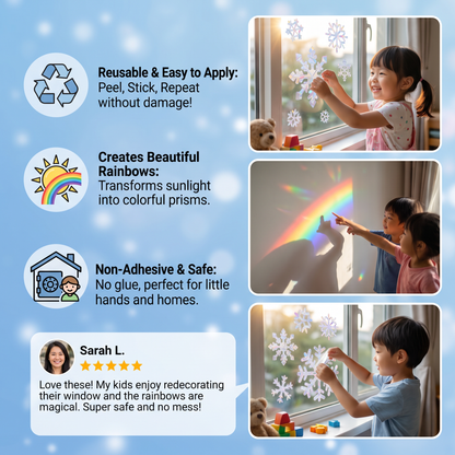 Reusable Snowflake Suncatcher Window Stickers