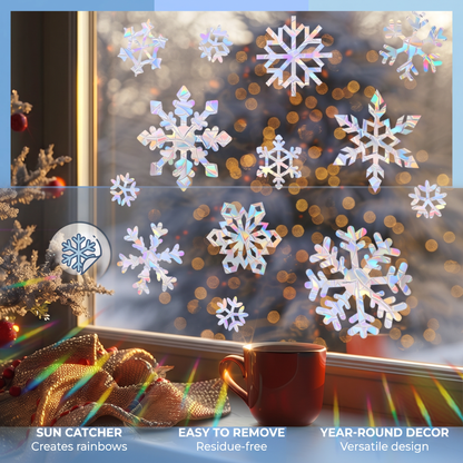 Reusable Snowflake Suncatcher Window Stickers