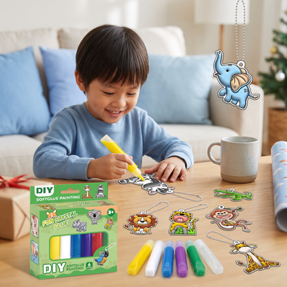 DIY Christmas No-Bake Glue Painting Ornament Craft Kit for Kids