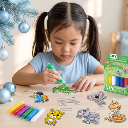 DIY Christmas No-Bake Glue Painting Ornament Craft Kit for Kids