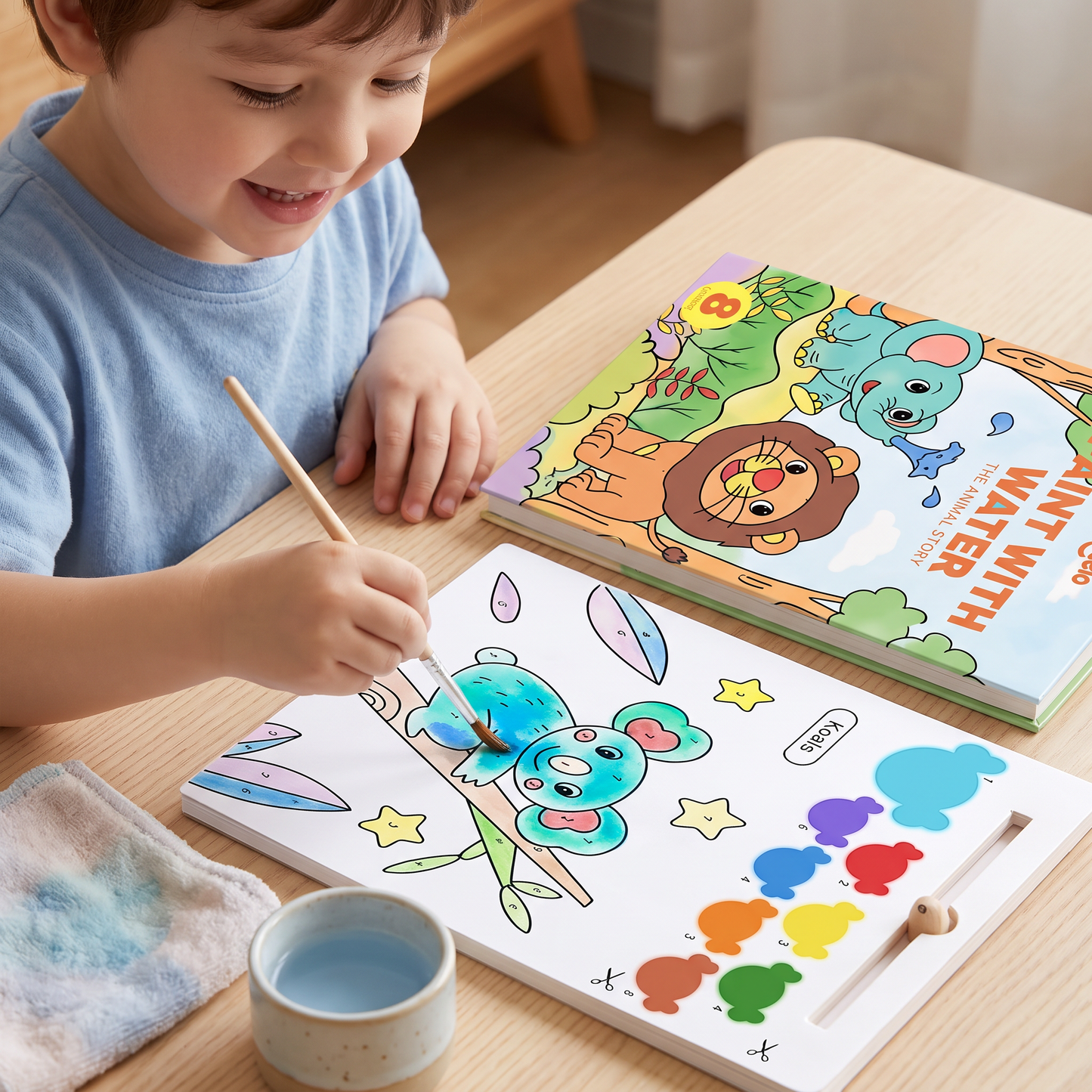 Watercolor Painting Book with Brush – Mess-Free Paint with Water Fun