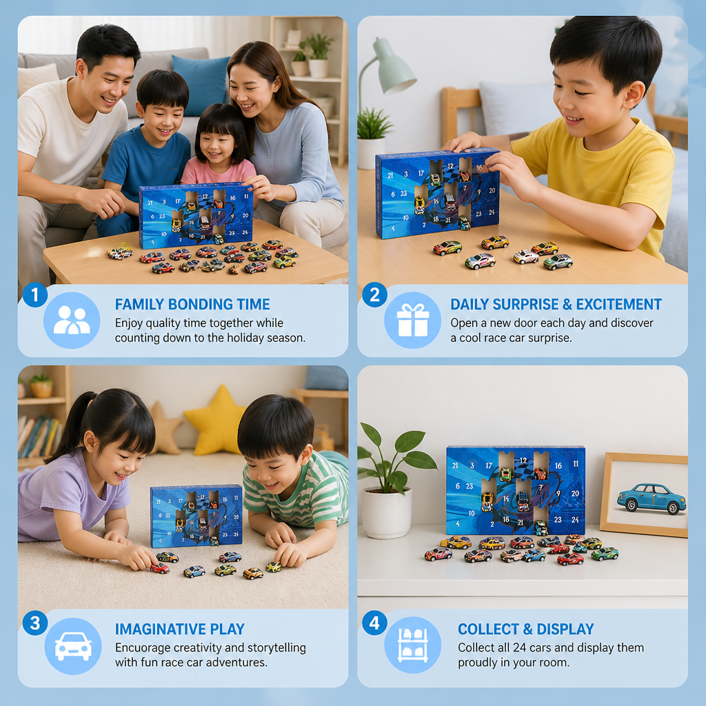 24-Day Race Car Advent Calendar with Surprise Toy Cars