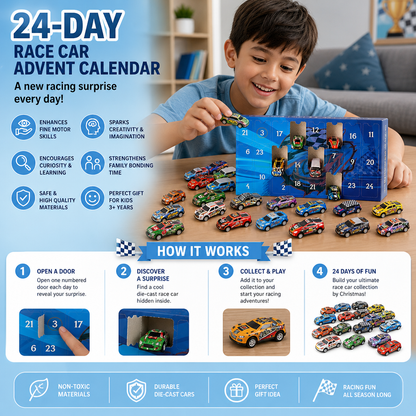 24-Day Race Car Advent Calendar with Surprise Toy Cars