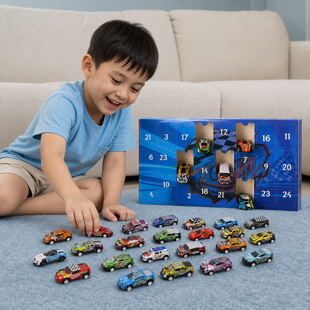 24-Day Race Car Advent Calendar with Surprise Toy Cars