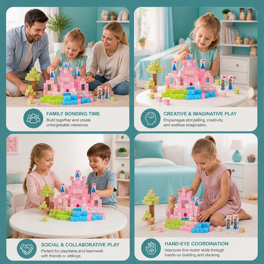 Montessori Princess Dream Castle Magnetic Building Cubes Set