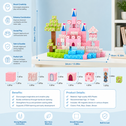 Montessori Princess Dream Castle Magnetic Building Cubes Set